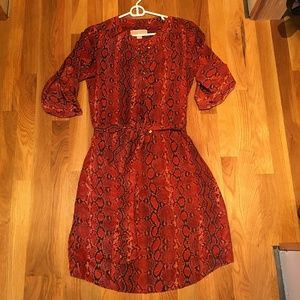 Michael Kors Silk Tie Dress - Orange Cobra